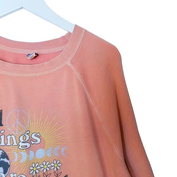 Easy Vintage Graphic Sweatshirt "All Things Are Connected" Apricot Butter - 3X - Picture 3 of 9